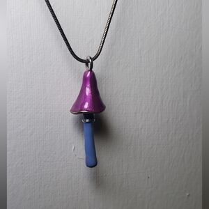 Purple and Blue Mushroom Pendant Necklace - Women Jewelry